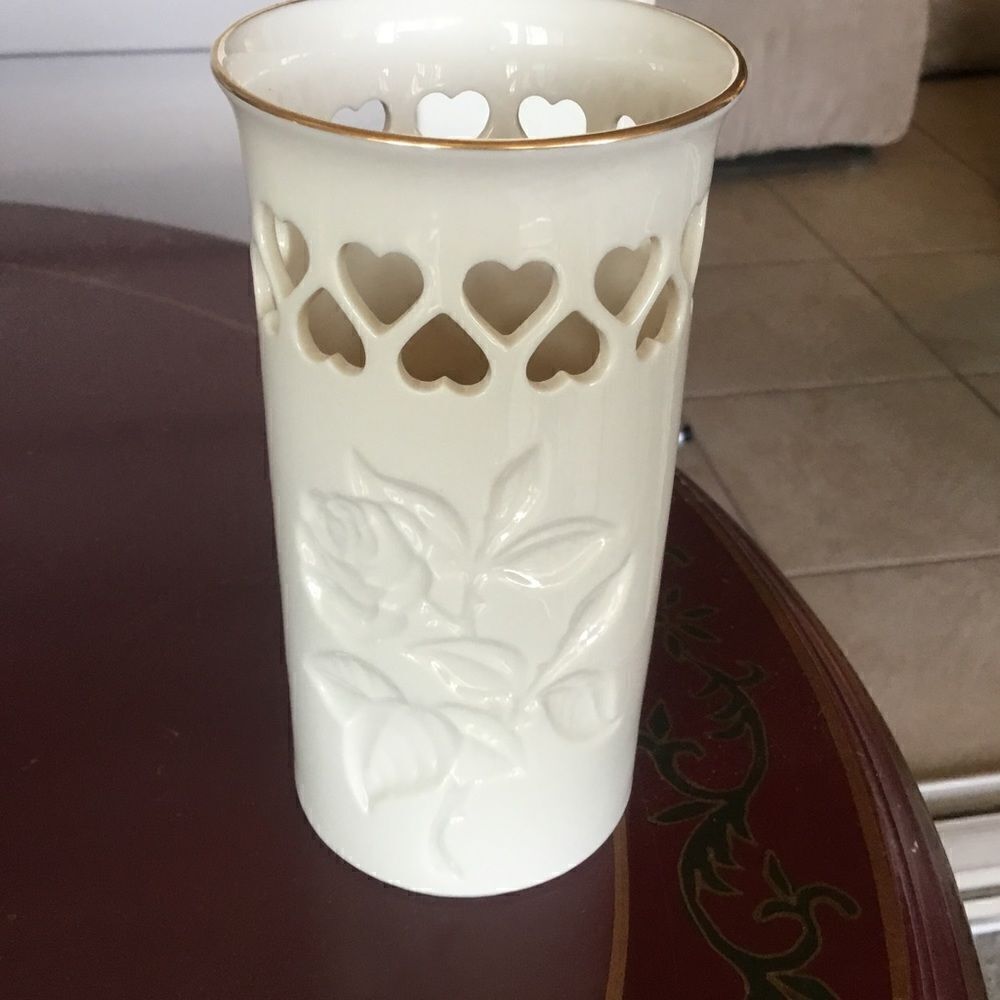 Lenox Bone China Heart and Rose 6” Tall Vase